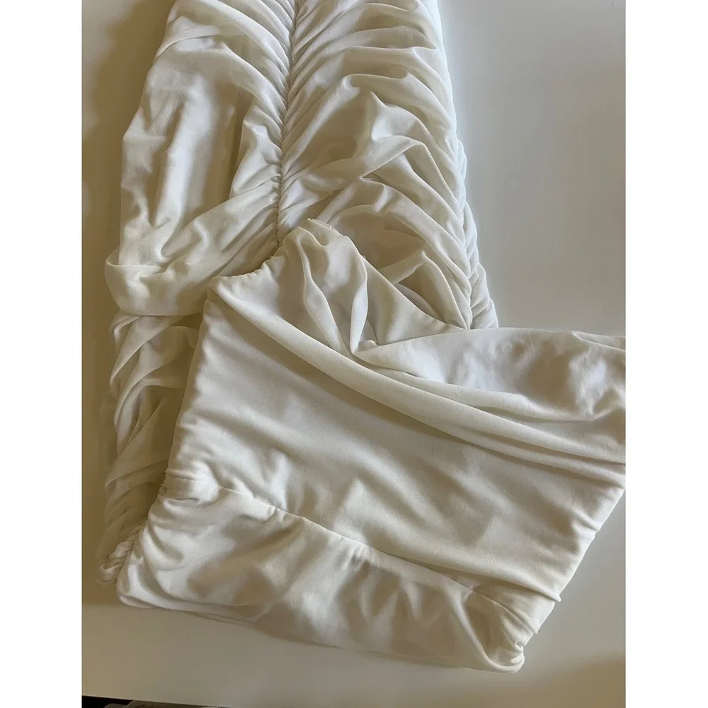 Michael Costello x REVOLVE India Dress White Ruched‎ Strapless Midi Small